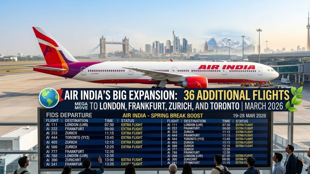 Air India Launches 36 Extra Flights to London, Frankfurt, Zurich, Toronto Amid Global Disruptions