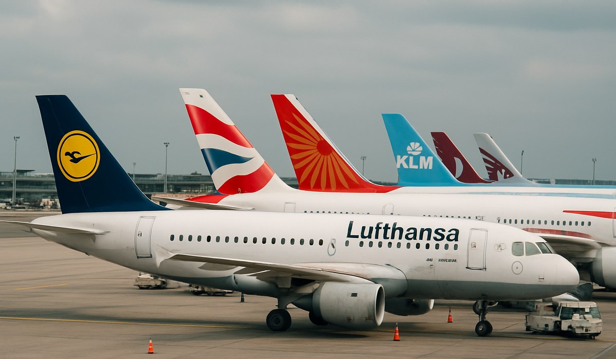 Lufthansa, British Airways, and Qatar Airways aircraft on tarmac amid UAE flight suspension announcements, March 2026
