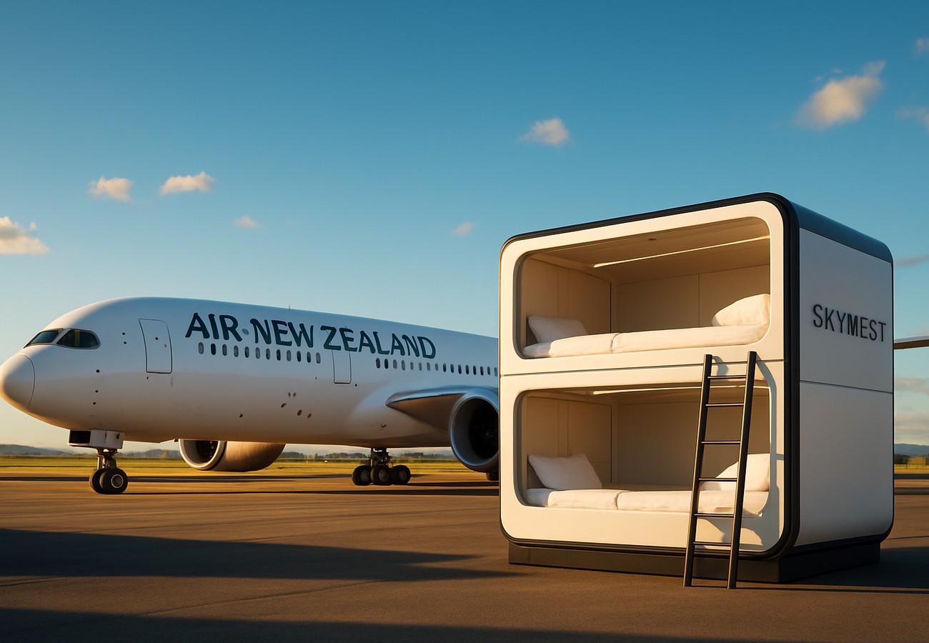 Air New Zealand Skynest bunk-style sleeping pod concept for economy passengers on long-haul flights
