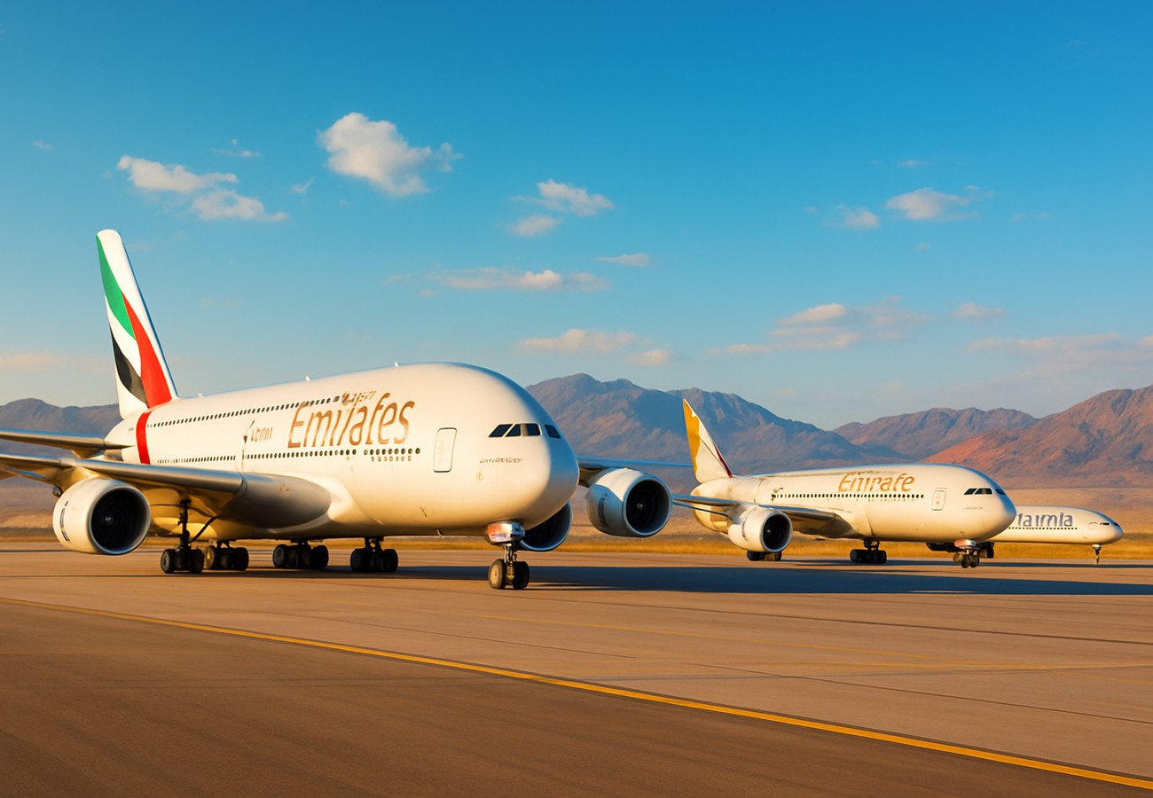Aircraft lined up at Dubai International Airport as Middle Eastern airlines resume operations following ceasefire
