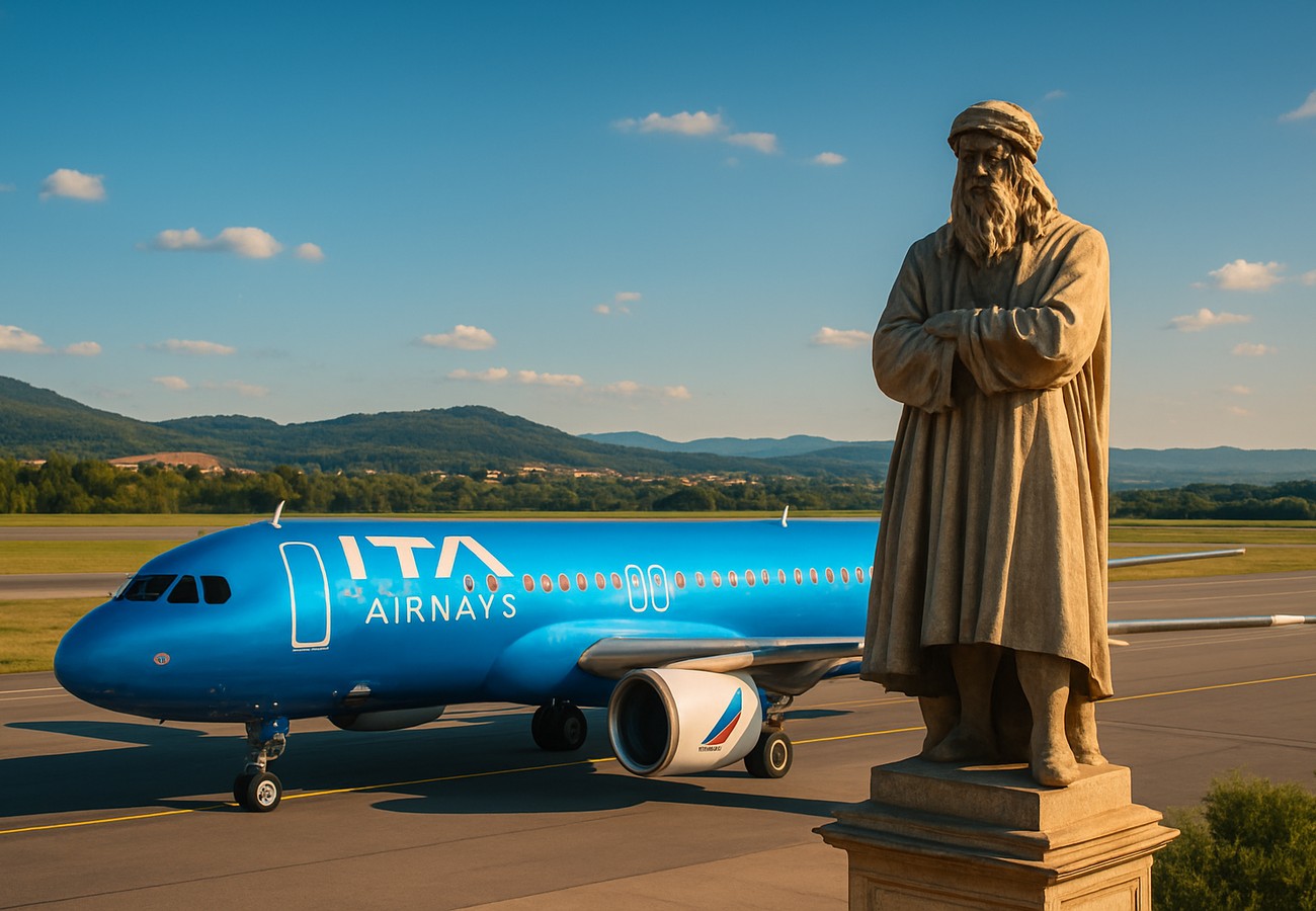 ITA Airways aircraft in flight representing Italian excellence and Made in Italy heritage