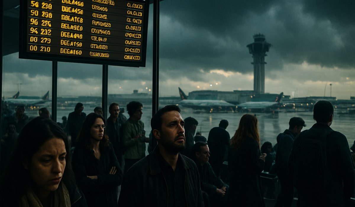 Passengers waiting at LAX amid flight delays
