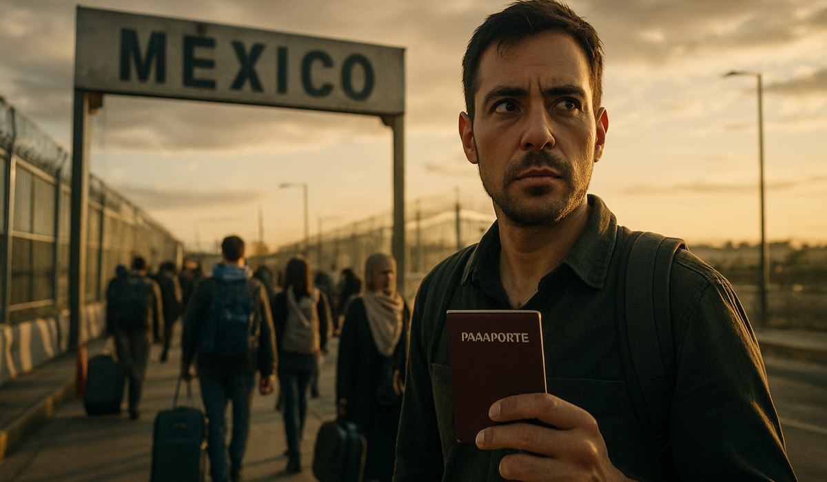 Travelers at an airport during a crisis