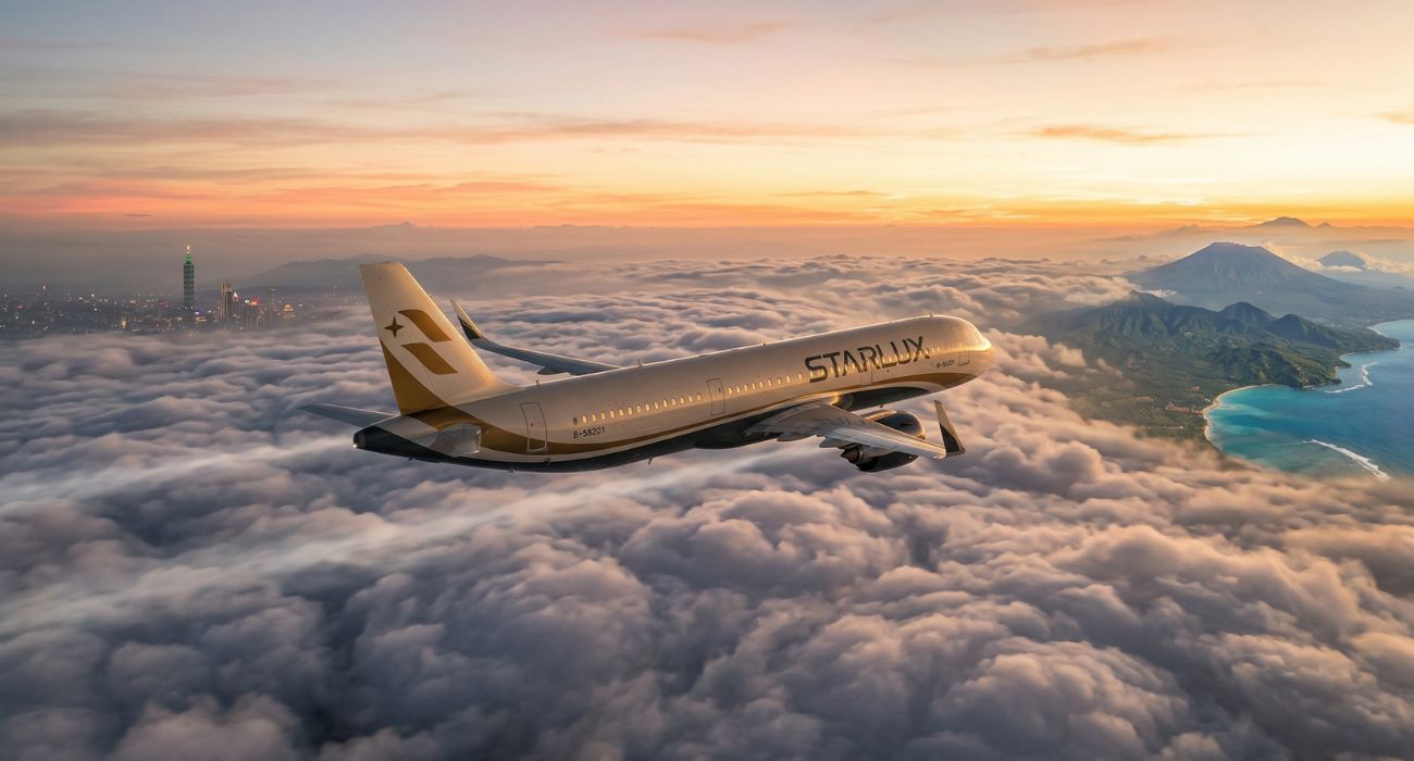 Starlux Airlines Airbus A321neo aircraft at Taipei Taoyuan International Airport bound for Denpasar Bali