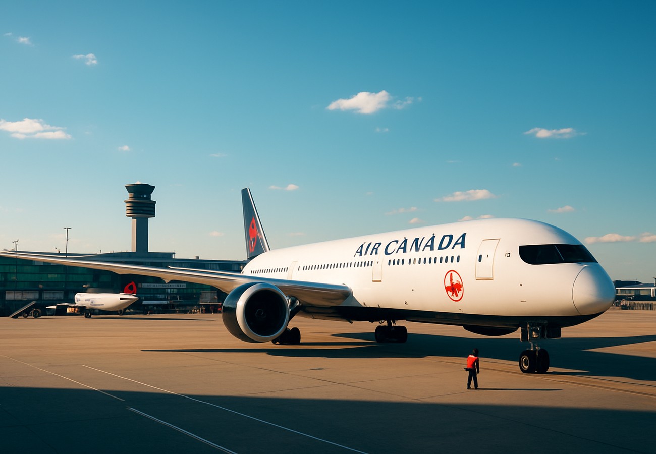 Air Canada aircraft grounded at Toronto Pearson International Airport during severe weather disruption