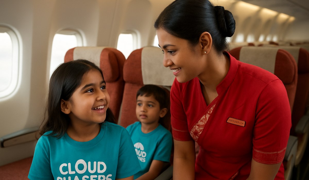 Air India's Cloud Chasers programme offering interactive activities and entertainment for children during flights