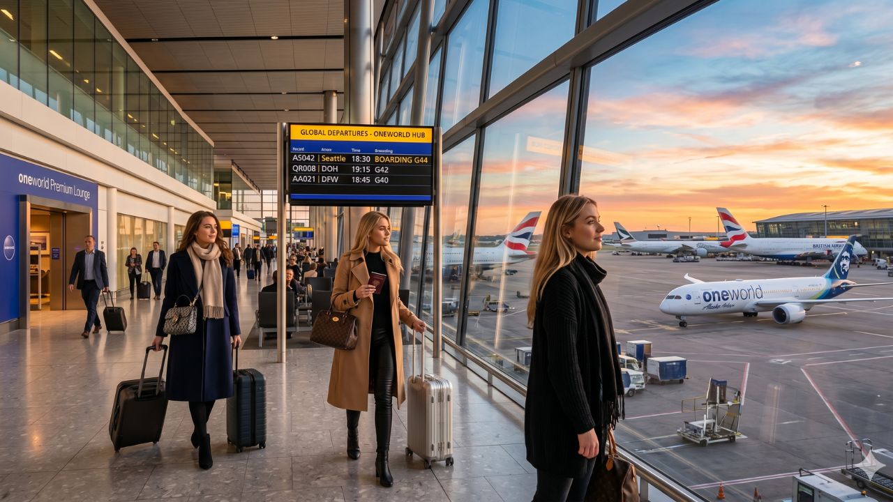 Heavy commercial aircraft at the terminal gate during a spectacular sunset illustrating global aviation connectivity