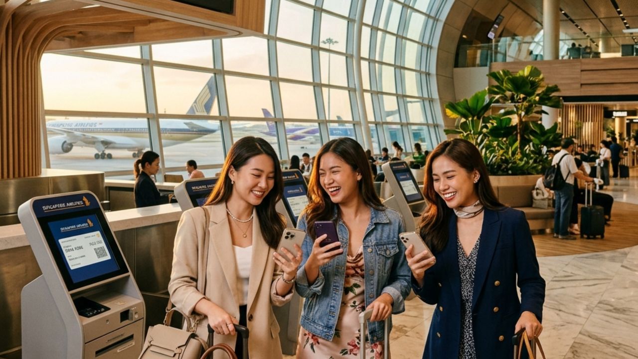 A highly congested airport terminal in Hong Kong showing massive crowds of desperate passengers surviving severe flight cancellations and travel chaos caused by global fuel inflation