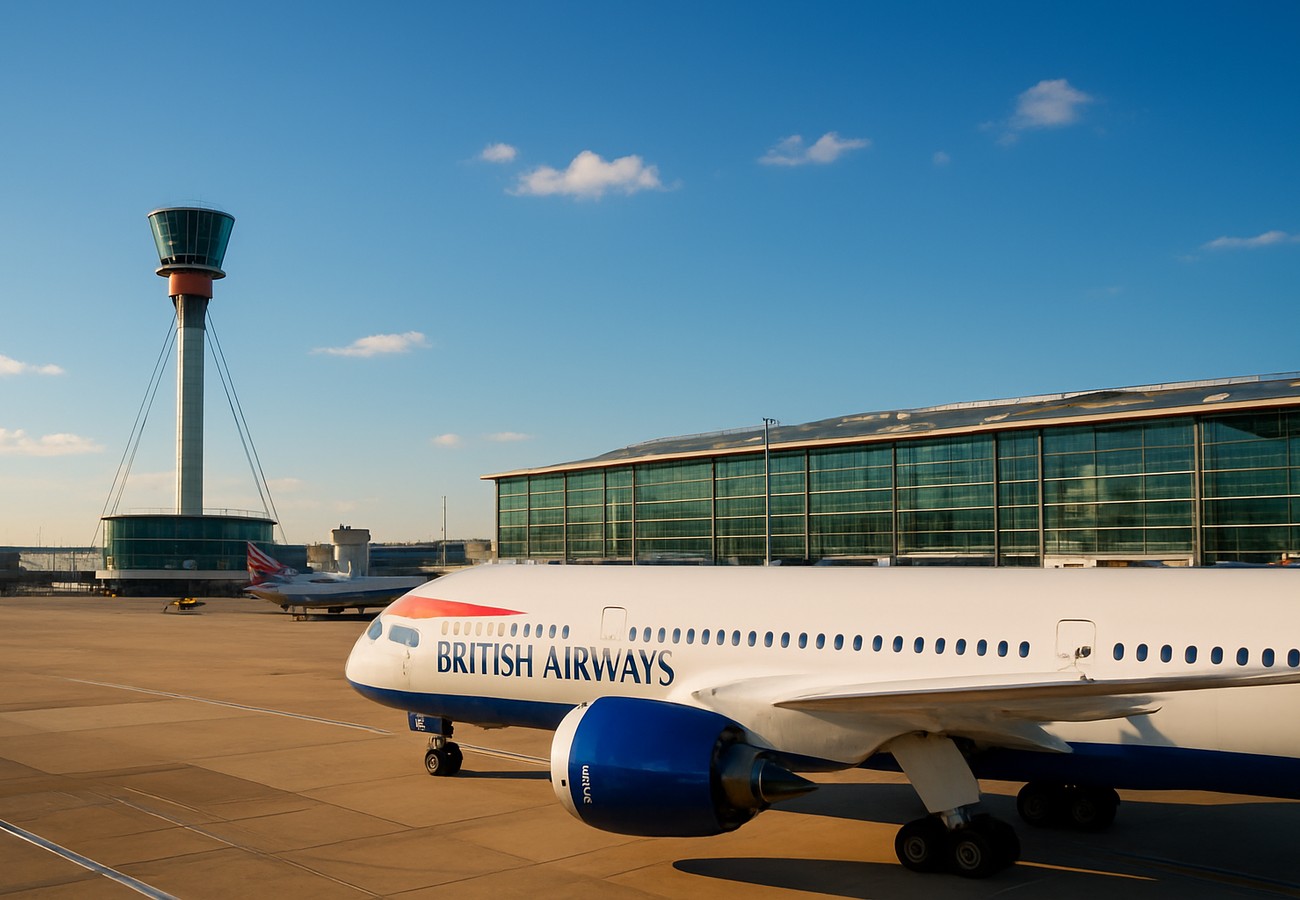 London Heathrow Airport terminal with aircraft at gates during operational disruption