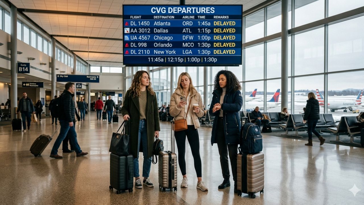 Cincinnati/Northern Kentucky Airport Sees 20 Flight Delays and Zero Cancellations to Chicago, Atlanta, and Dallas: Delta, American, and United Maintain Stable Midwest Operations