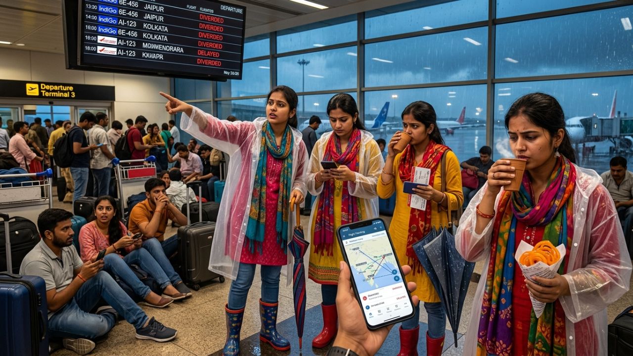 Delhi International Faces Major Aviation Turbulence as Severe Rain Triggers 10 Flight Diversions and Widespread Travel Chaos Today