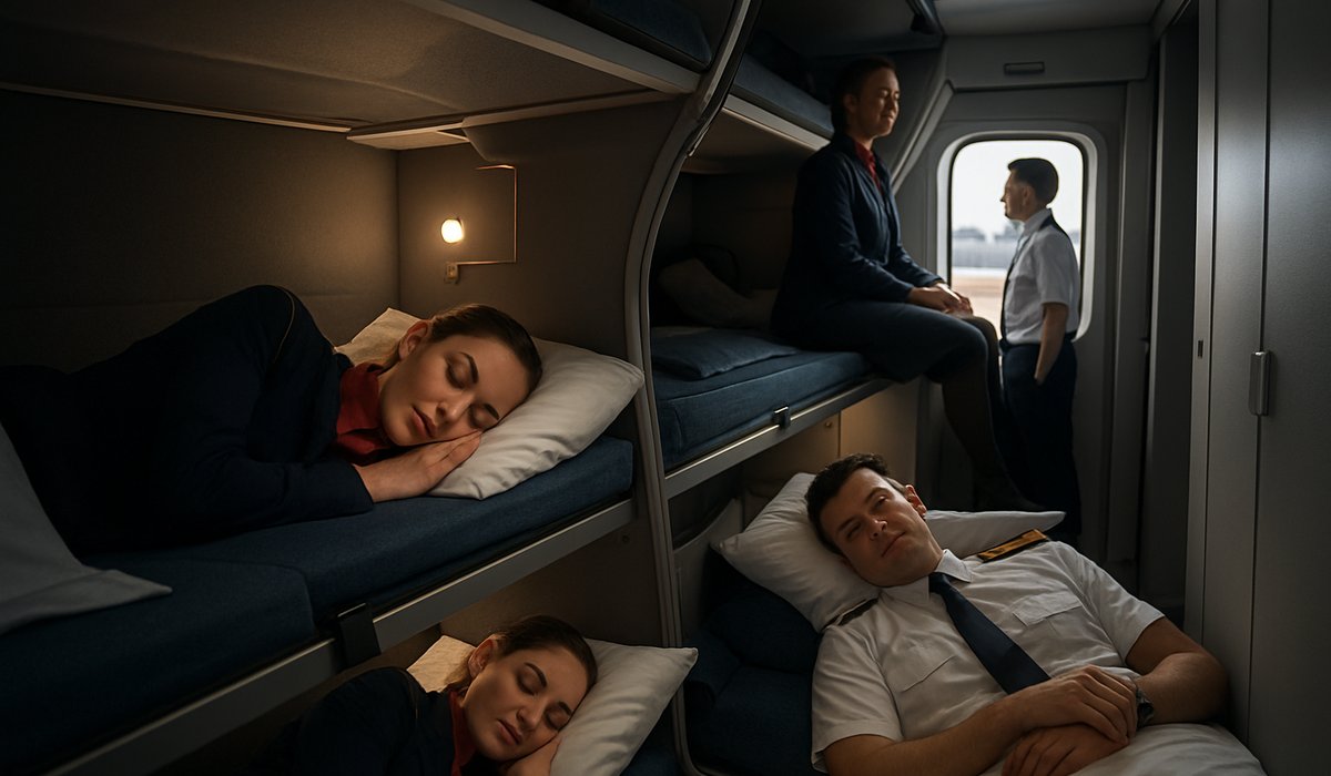 Hidden Above the Clouds: Inside the Airbus A380's Secret Crew Rest Quarters