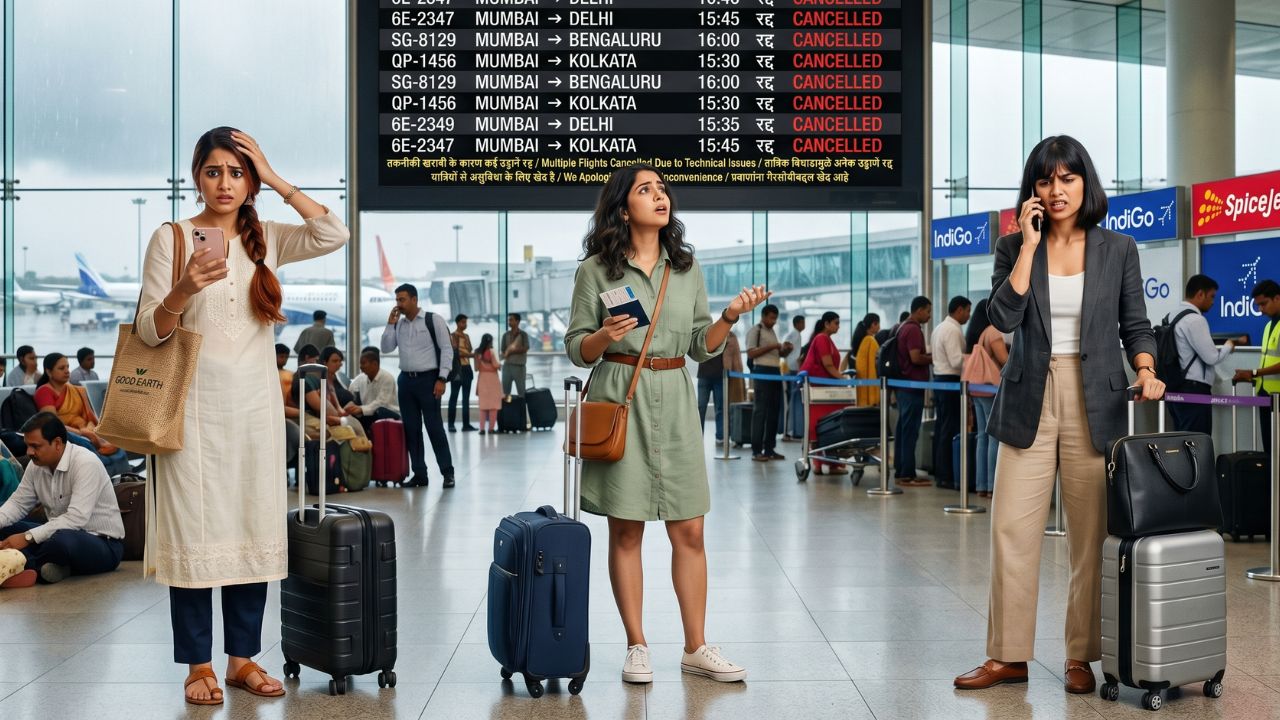 IndiGo, SpiceJet, and Akasa Air Suffer 11 Flight Cancellations Across Delhi and Mumbai, Triggering Severe India Travel Chaos: Latest Airline News