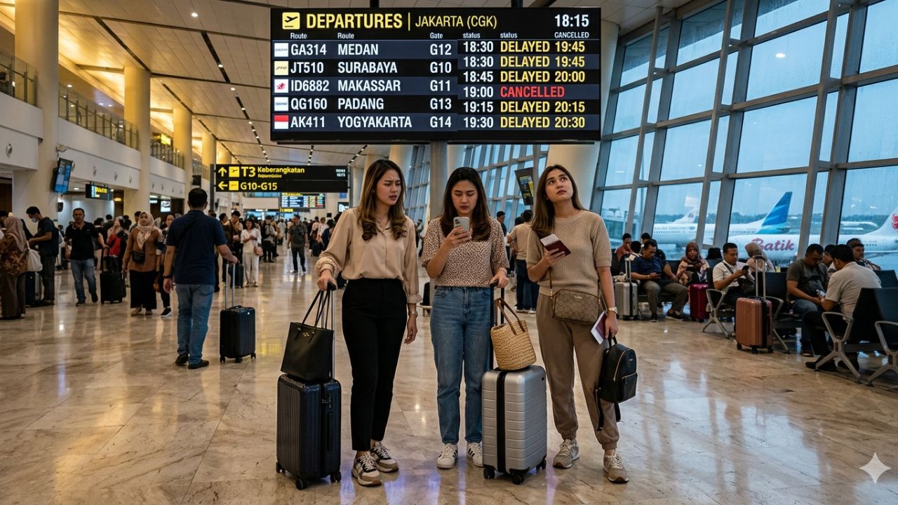 Jakarta Soekarno-Hatta International Airport Faces 112 Flight Delays and 21 Cancellations: Batik Air, Citilink, and Garuda Indonesia Grounded Across Makassar, Medan, and Surabaya