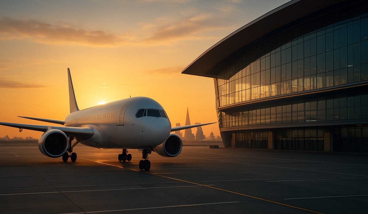 Riyadh Air aircraft at London airport terminal, May 2026