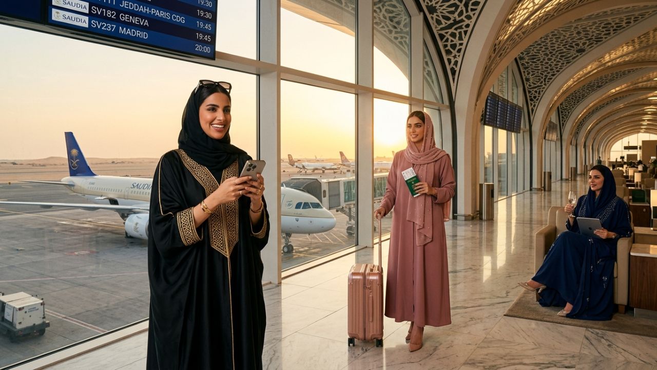 A modern Saudia Airbus A321XLR aircraft preparing for take-off from Jeddah terminal, representing Saudia route expansions