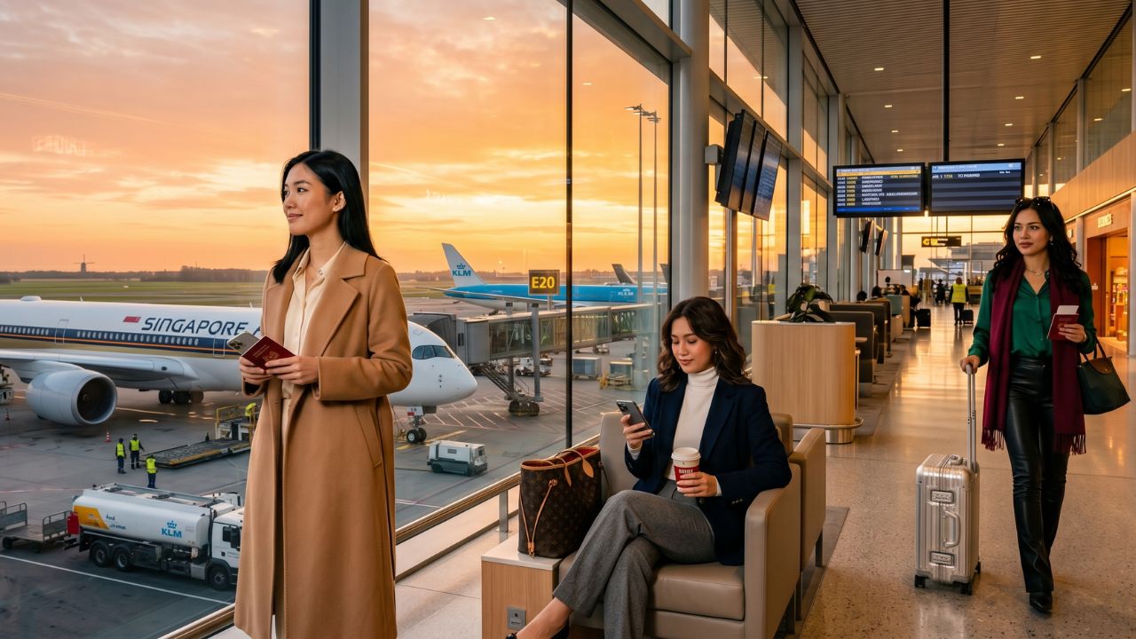 A Singapore Airlines Airbus A350-900 long-haul jet preparing for takeoff, heavily utilized to bypass severe travel chaos and airport disruptions across Europe