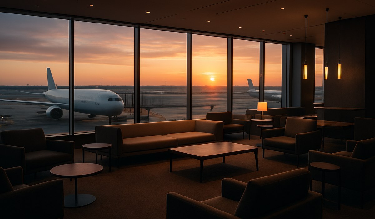 Southwest Airlines aircraft at airport terminal showing new premium lounge entrance, 2026