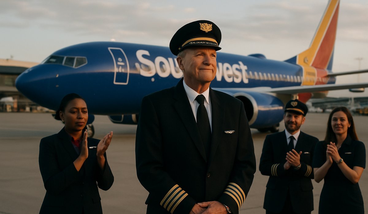 Southwest Airlines Honors Spirit Captain's Disrupted Retirement With Emotional Airport Celebration