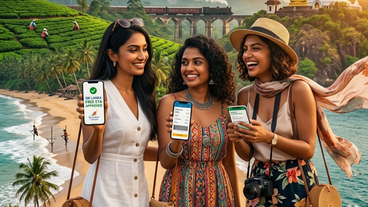 A serene view of Sri Lanka's emerald jungles and golden beaches, offering a peaceful escape for international tourists seeking refuge from global travel chaos and airport disruptions