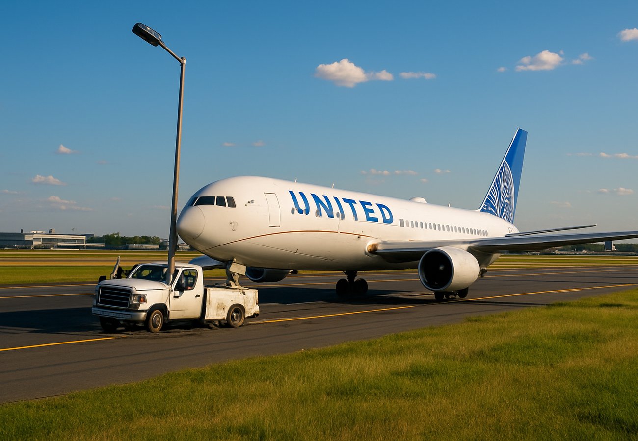 United Airlines Boeing 767 Strikes Truck and Light Pole During Landing at Newark