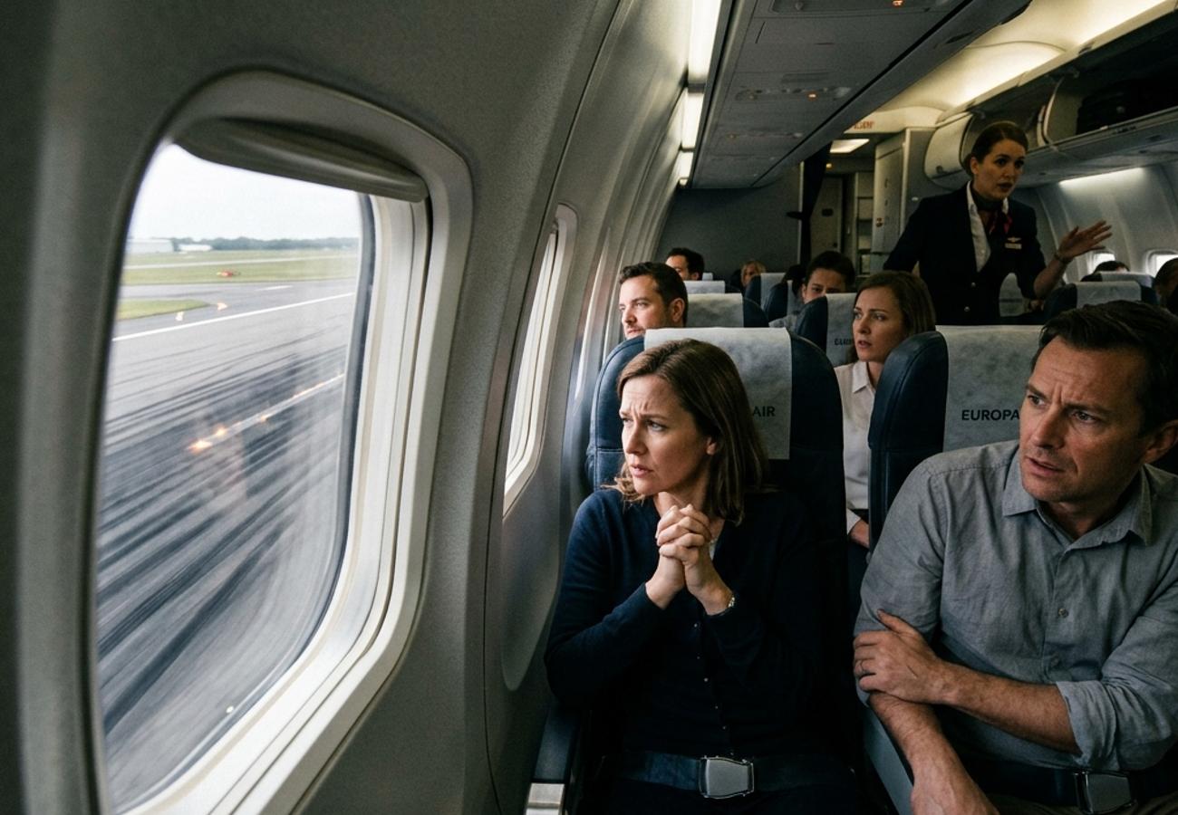 United Flight 1382 passengers reacting to engine failure on the runway
