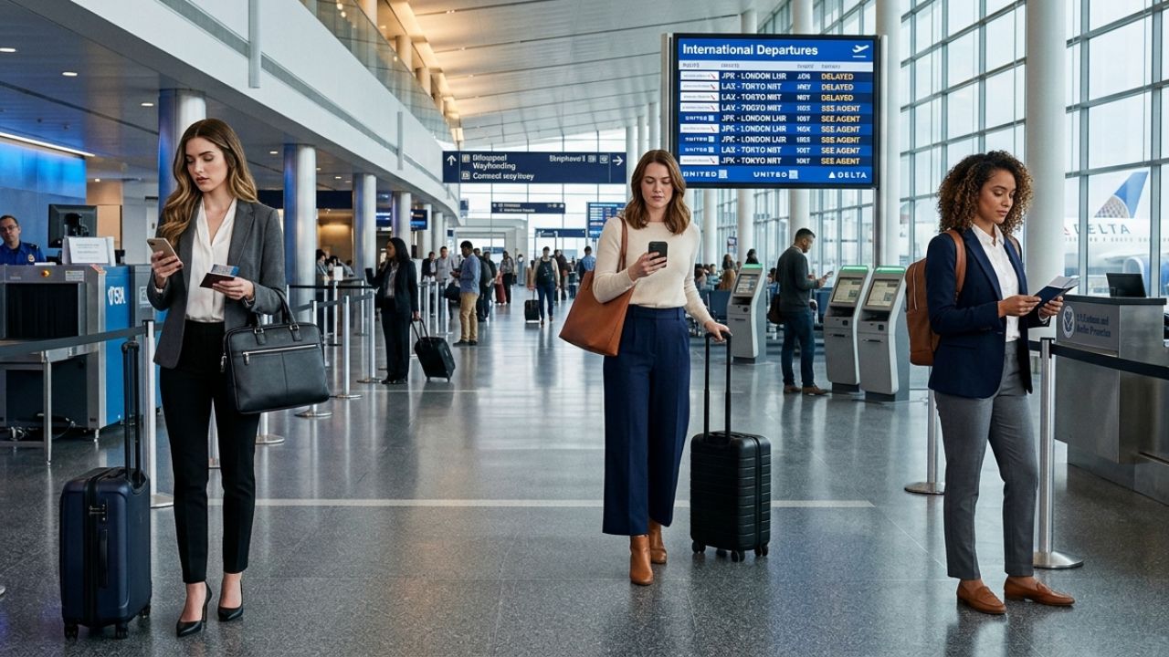 A highly congested US airport customs terminal displaying thousands of stranded passengers amidst severe federal staffing shortages and nationwide flight cancellations