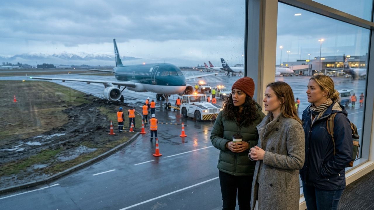 Air New Zealand NZ582 Christchurch Auckland taxiway incident aviation updates travel chaos