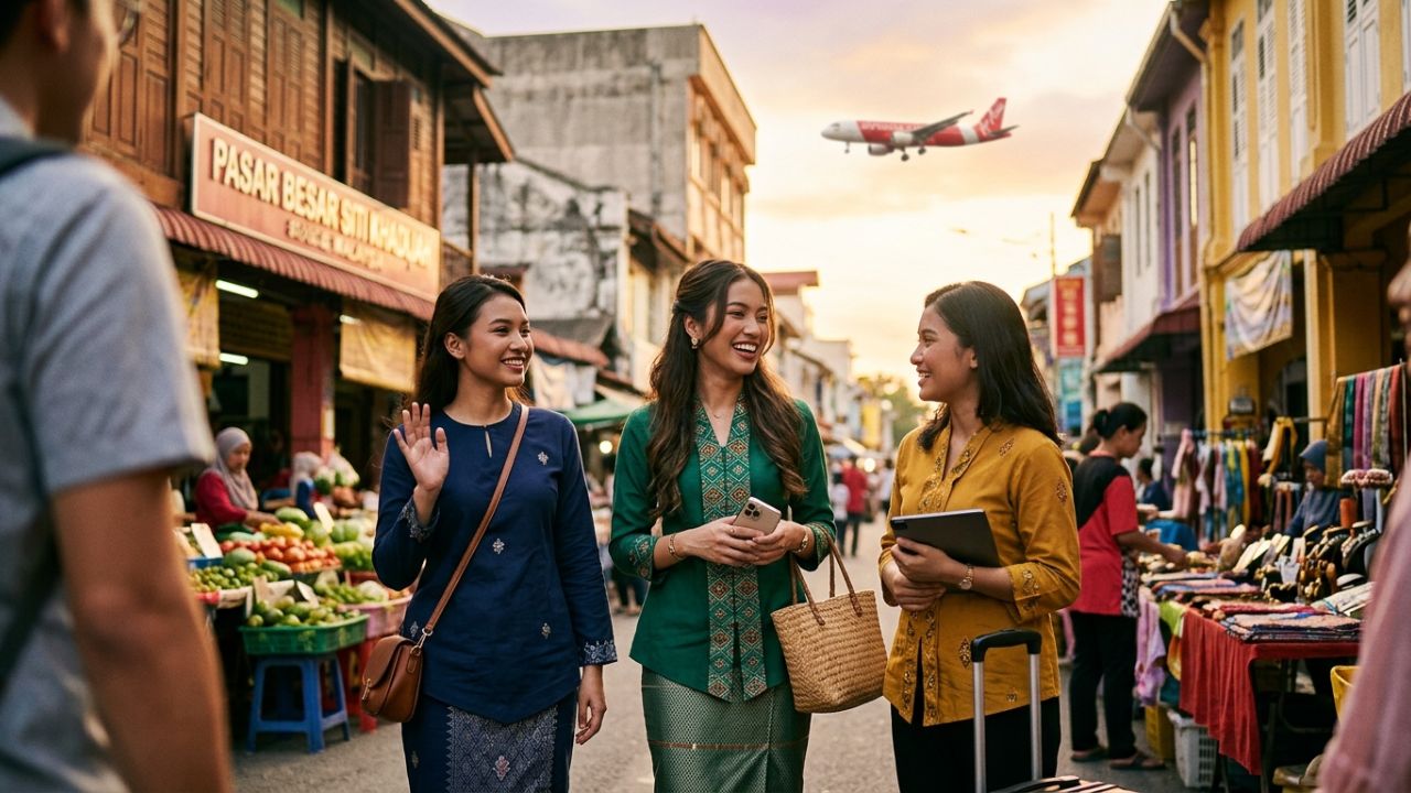 AirAsia flight AK2354 arriving at the newly expanded Sultan Ismail Petra Airport in Kota Bharu, symbolizing a massive strategic shift to bypass regional travel chaos