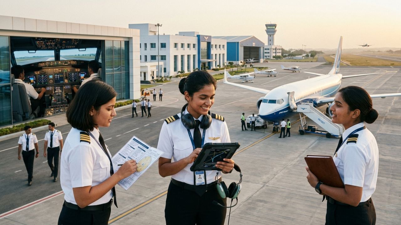 A highly dramatic scene capturing a new generation of commercial aviators preparing to board an Akasa Air Boeing 737 MAX, representing a massive strategic workforce defense designed to prevent severe global travel chaos and future flight cancellations