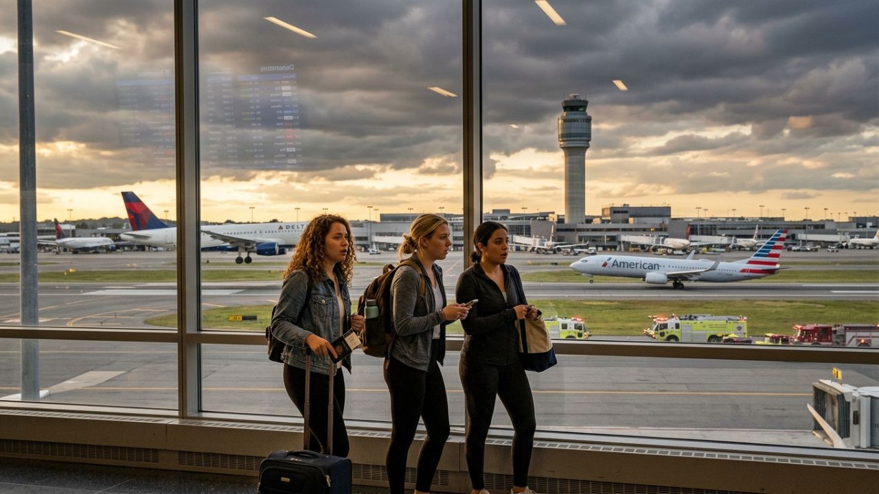 Boston Logan Airport runway near-miss involving Delta and American Airlines