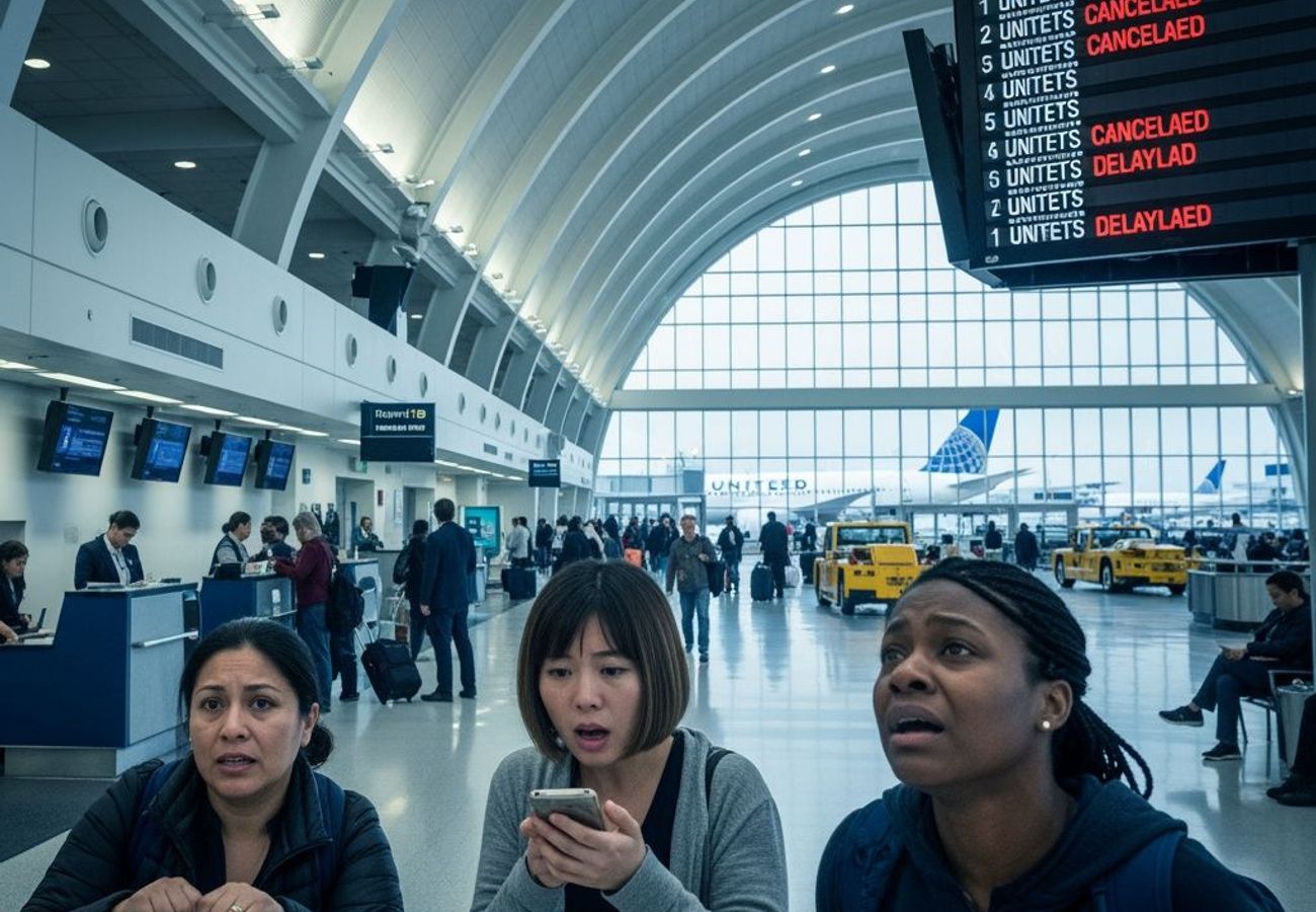 Chicago O'Hare International Airport terminal during peak disruption on June 18, 2026