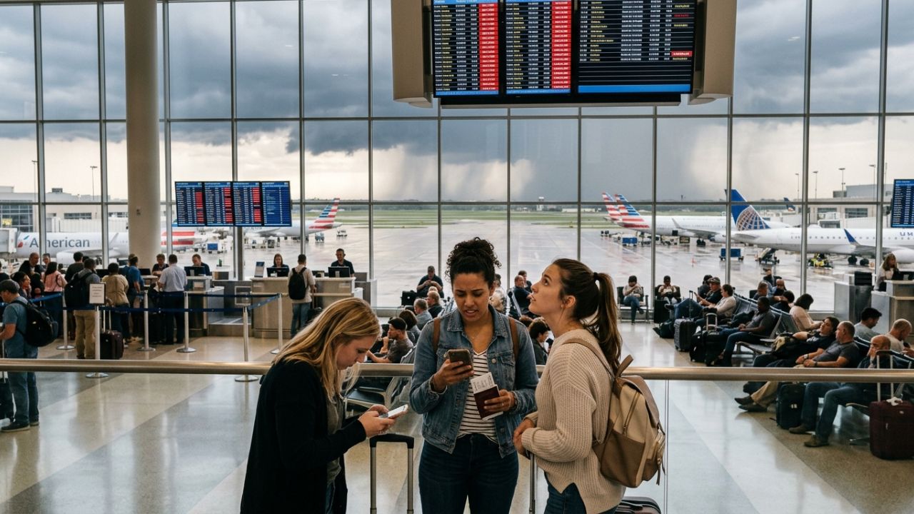 Dallas Fort Worth airport flight cancellations delays travel chaos aviation updates