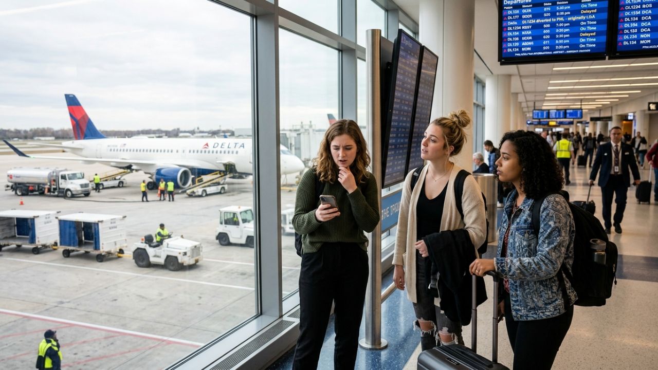 Delta Flight DAL9887 diversion Philadelphia travel chaos aviation updates