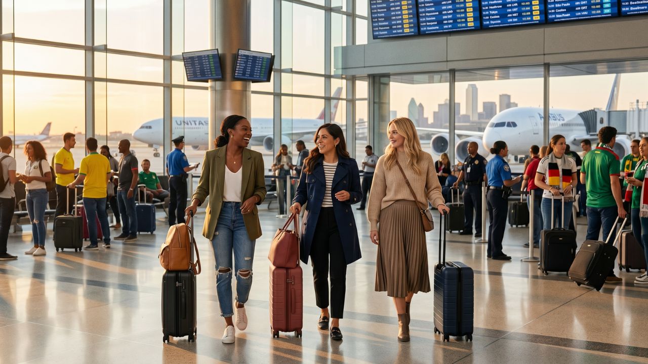 The Sweden national football team arriving smoothly at Dallas Fort Worth Airport, completely bypassing the massive travel chaos and airport disruptions associated with global mega-events