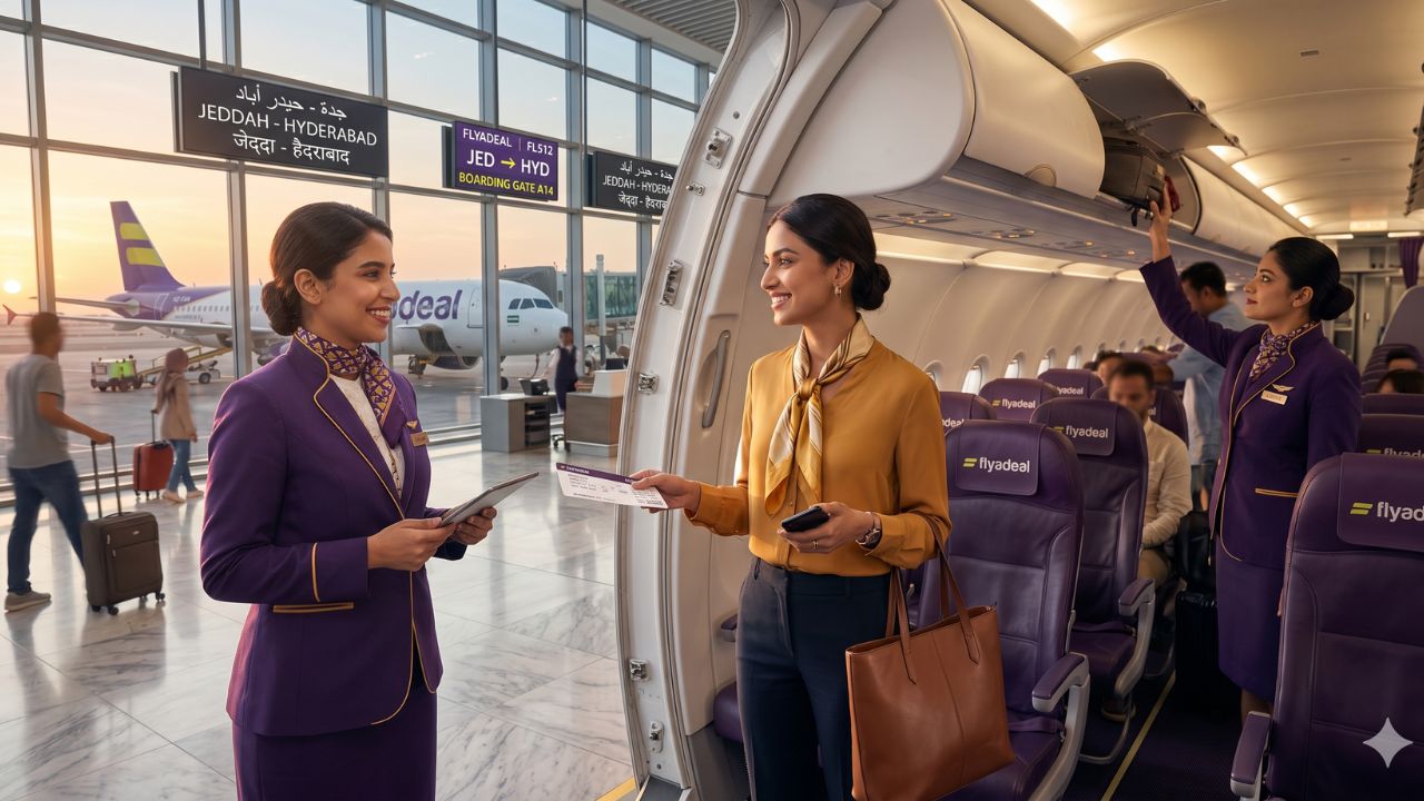 A highly advanced, congestion-free Flyadeal Airbus A320neo aircraft prepared for departure to Hyderabad, designed to completely shield passengers from severe regional travel chaos and flight cancellations