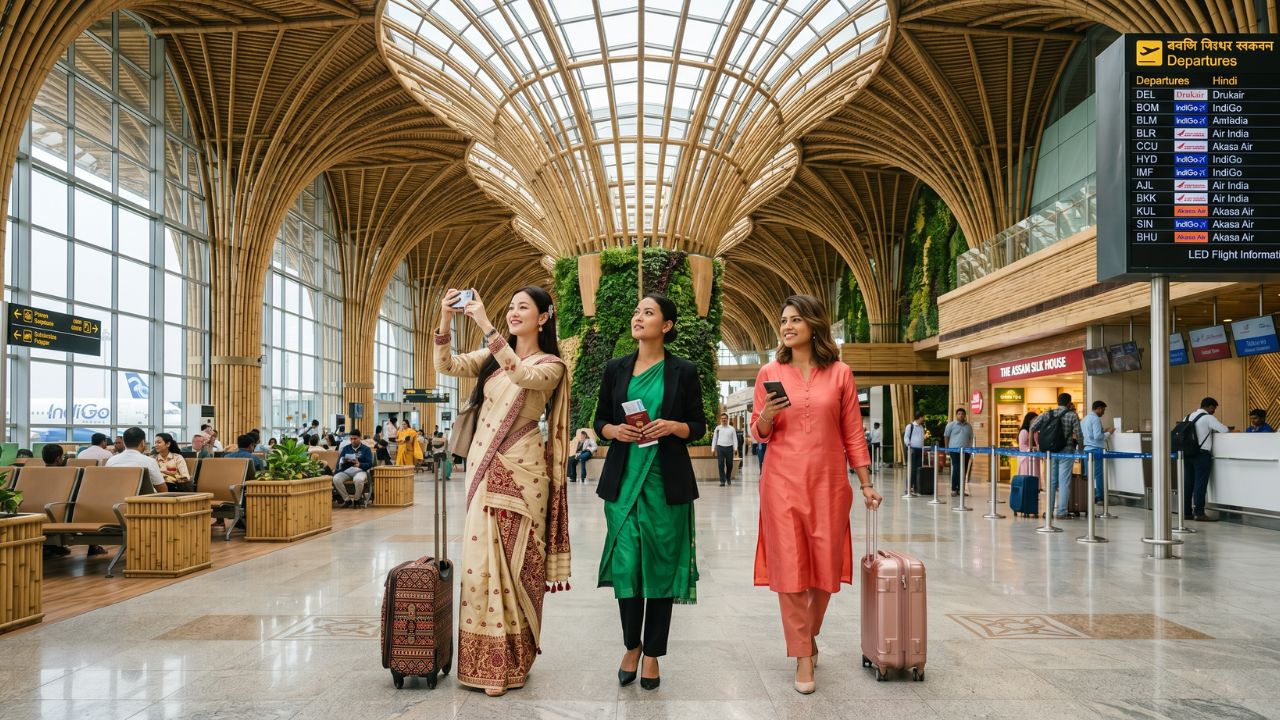 The stunning, Bamboo Orchid-inspired Terminal 2 at Guwahati Airport in Assam, processing passengers with extreme efficiency to entirely bypass the severe travel chaos and flight cancellations plaguing older transit hubs