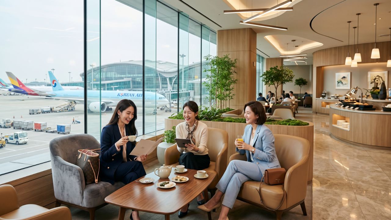 A highly exclusive private suite within Korean Air's new First Class Lounge at Incheon Terminal 2, completely isolated from global travel chaos and airport disruptions