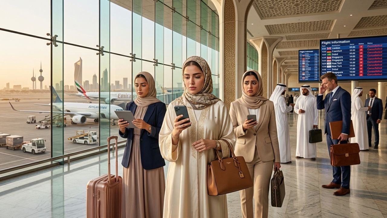 Major Gulf Airlines Face Severe Travel Chaos as Kuwait City Halts Visas, Sparking Airport Disruptions and Diverting Traffic to Saudi Arabia and the UAE