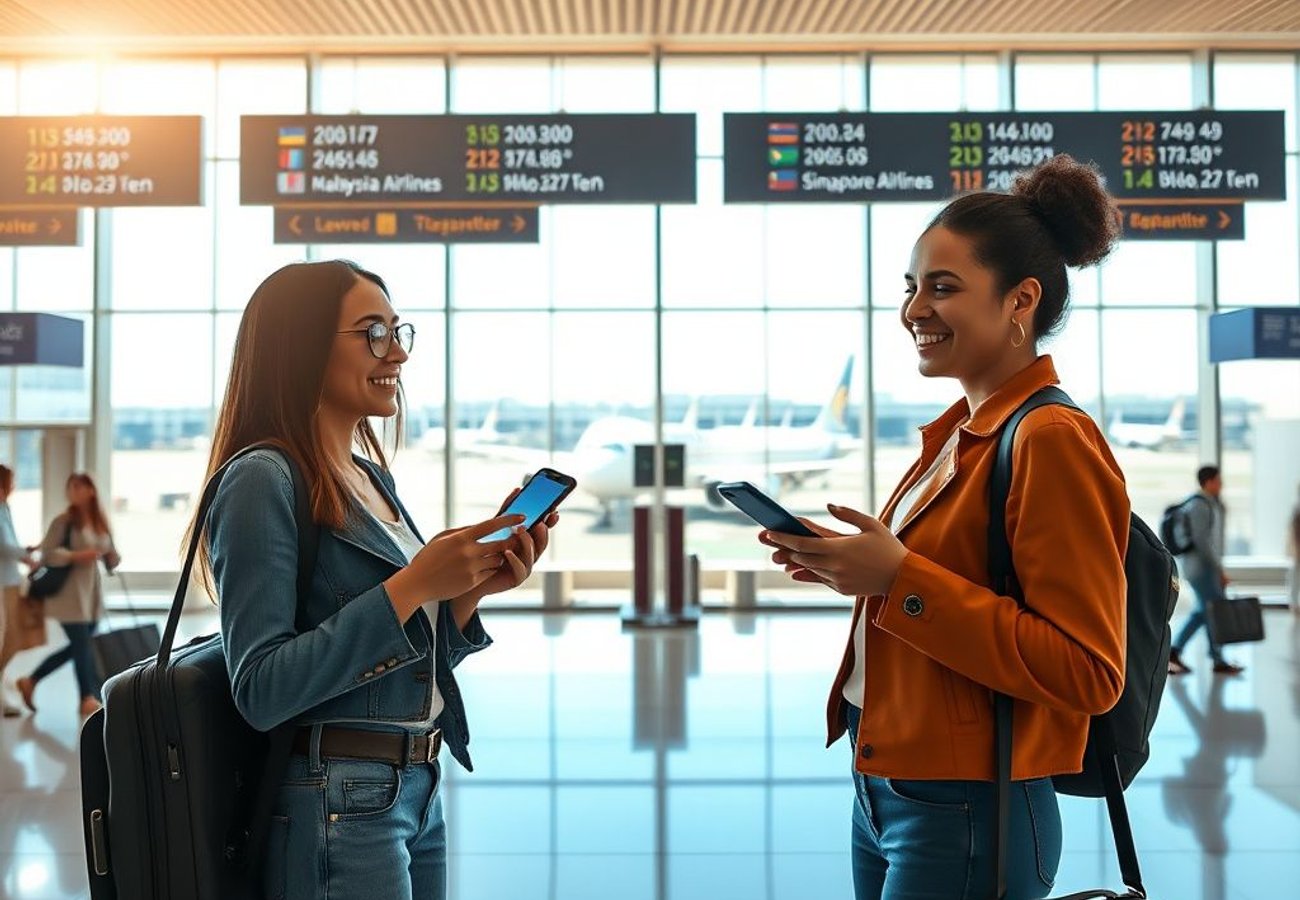 Malaysia Airlines and Singapore Airlines joint fare collaboration logo and connectivity route map between Kuala Lumpur and Singapore
