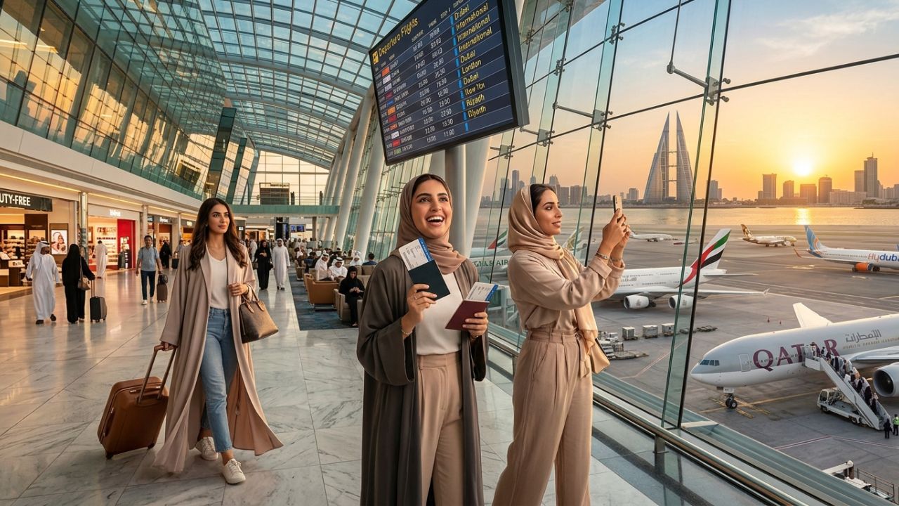A highly dramatic scene capturing Middle Eastern aviation authorities aggressively executing massive recovery operations across the Gulf to combat severe international travel chaos and passenger stress following airspace closures