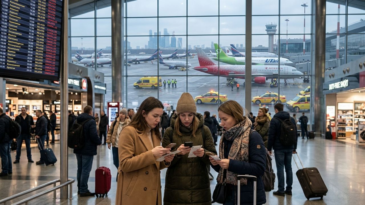 Moscow airports drone attack shutdown travel chaos aviation updates