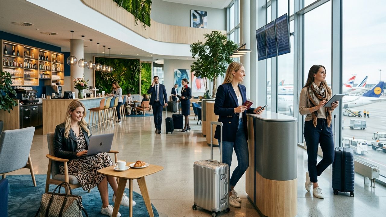 A highly dramatic scene capturing the sleek, illuminated exterior of the new ibis Styles Munich Airport hotel, representing a massive strategic sanctuary designed to rescue international travelers from severe airport disruptions and terminal gridlock