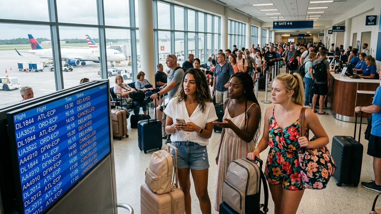 Massive Travel Chaos Engulfs Northwest Florida Beaches Airport as 47 Flight Cancellations and Delays Strand Southwest and Delta Passengers: Airline News