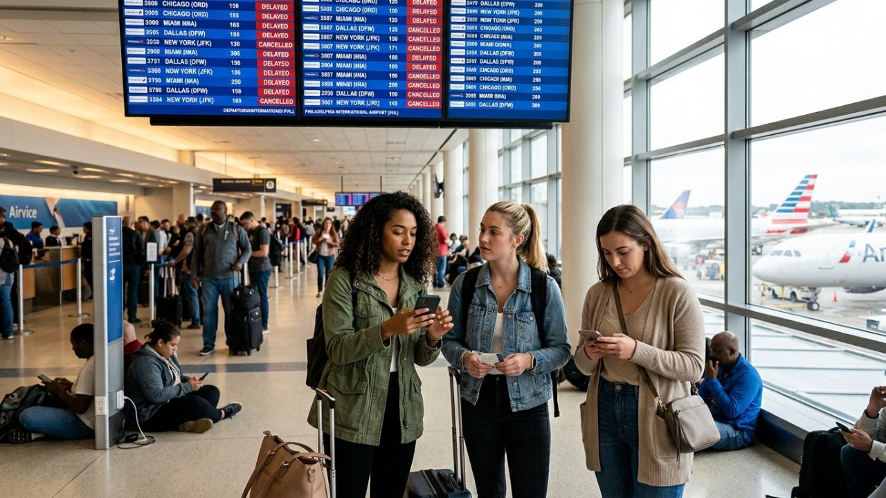 Philadelphia Airport flight cancellations delays travel chaos aviation updates