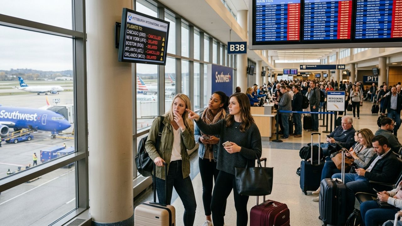 Pittsburgh Airport flight cancellations delays travel chaos aviation updates
