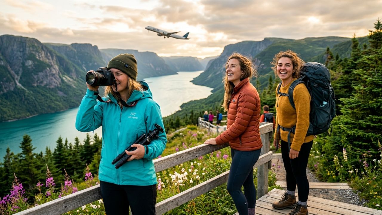 A highly dramatic scene capturing massive passenger relief as Porter Airlines aggressively launches its new Ottawa-Deer Lake route, violently shielding travelers from terrifying flight cancellations and regional airport disruptions