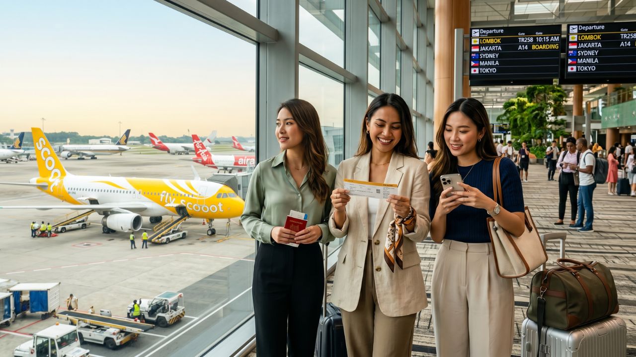 A vibrant Scoot aircraft taking off from Singapore Changi Airport, bound for the emerging Indonesian island destination of Lombok amidst a massive Asia-Pacific aviation boom