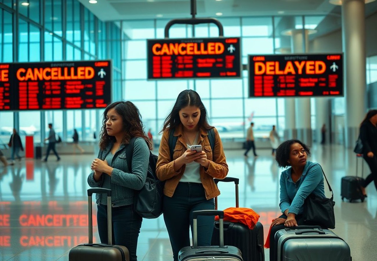 Frederick W. Smith International Airport terminal in Memphis during flight disruptions