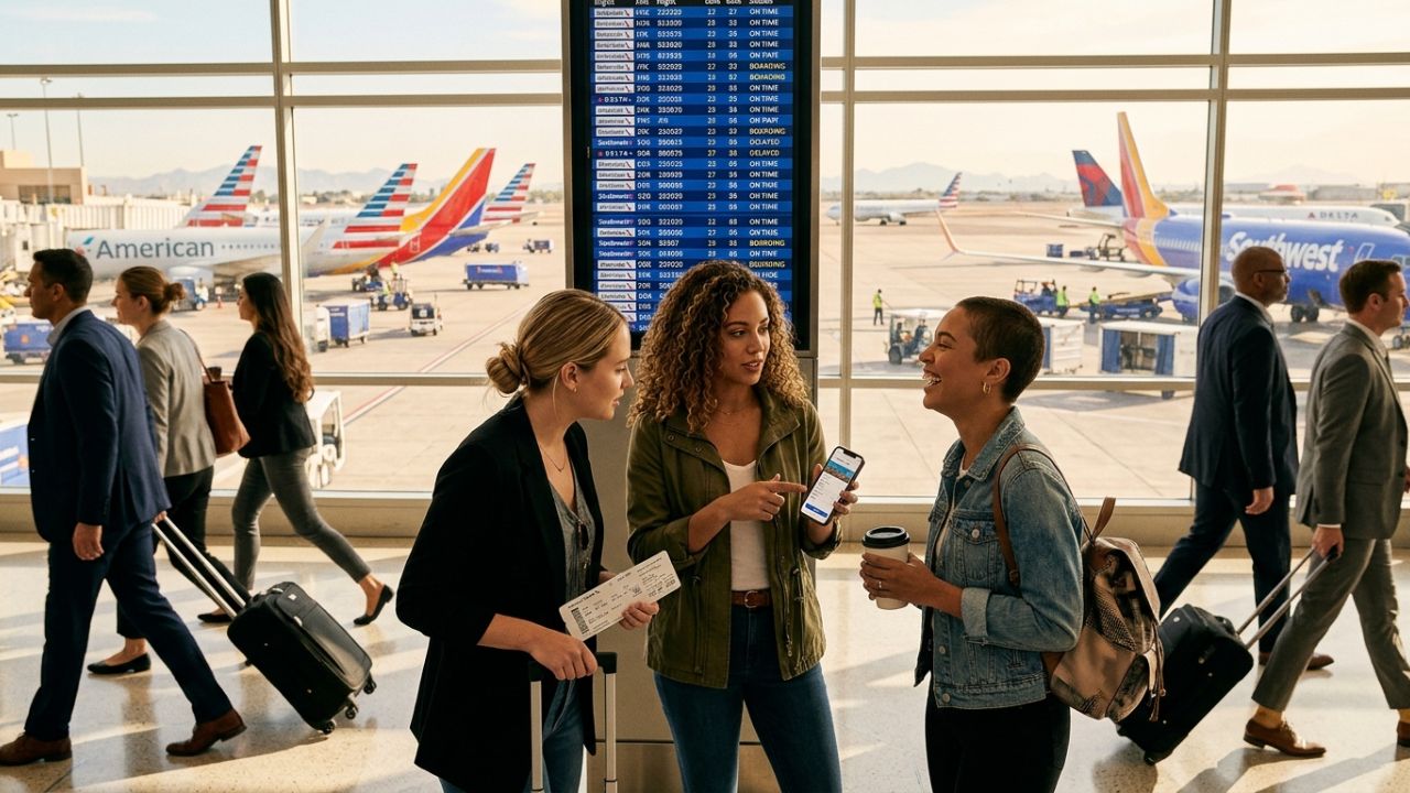 A Southwest Airlines aircraft at Phoenix Sky Harbor Airport, symbolizing the massive shift toward premium seating and tiered fares to bypass domestic travel chaos